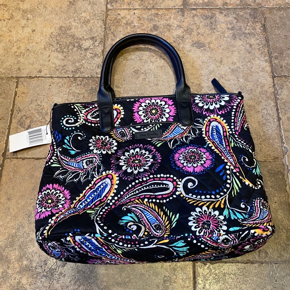 Vera Bradley Black Satchel Bandana Swirl NWT